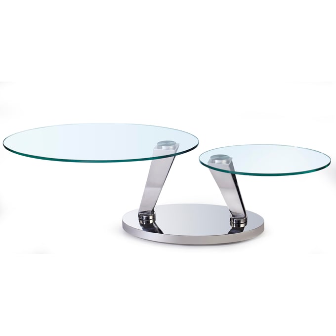 Chintaly Imports Clear Polished Stainless Steel Cocktail Table CHF-8045-CT