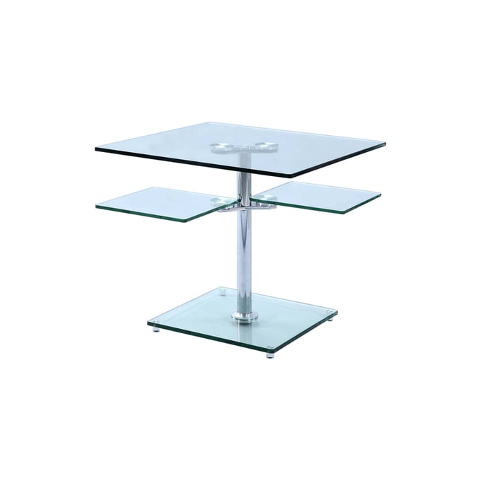 Chintaly Imports Clear Glass Square Lamp Table CHF-8052-LT-CLR