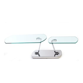 Chintaly Imports Clear Polished Stainless Steel Glass Cocktail Table