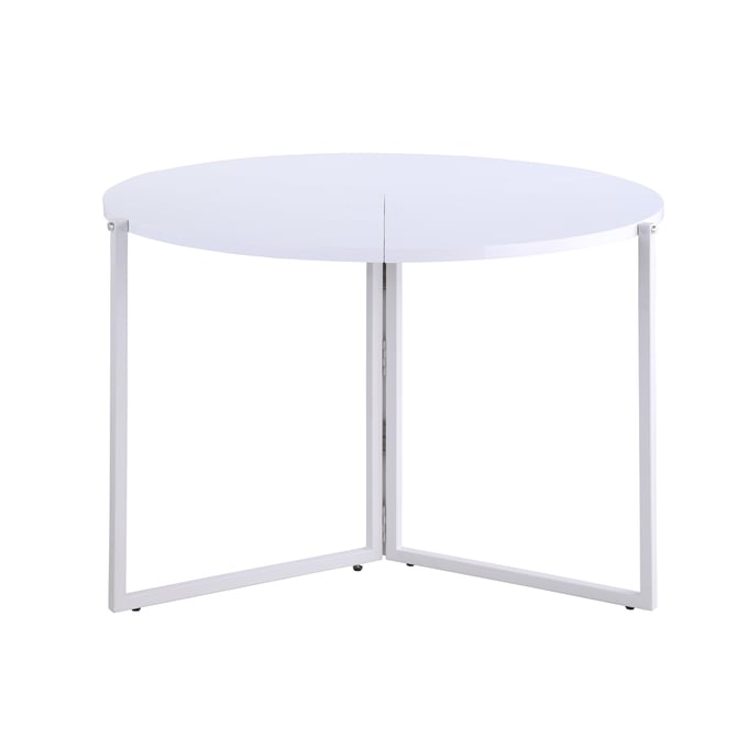 Chintaly Imports Gloss White 43 Inch Round Foldaway Dining Table CHF-8389-DT-FLD-WHT