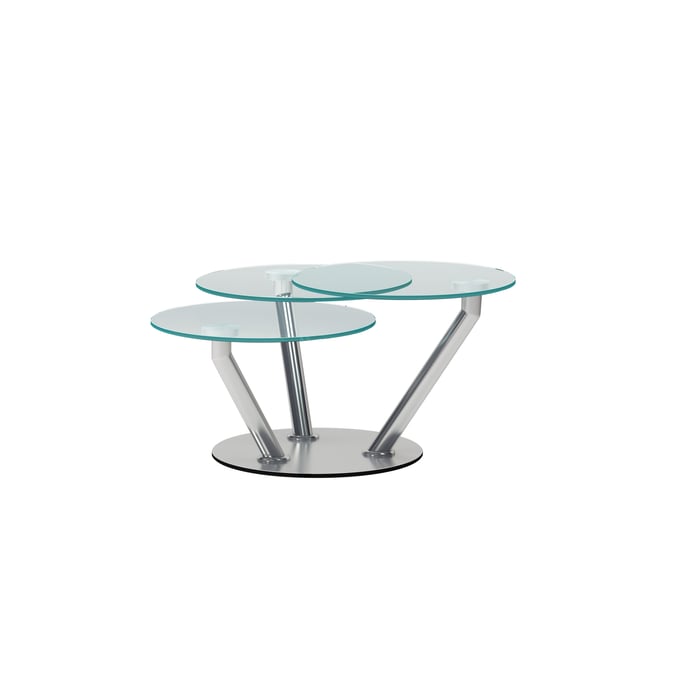 Chintaly Imports Clear Chrome Triple Surface Cocktail Table CHF-8643-CT