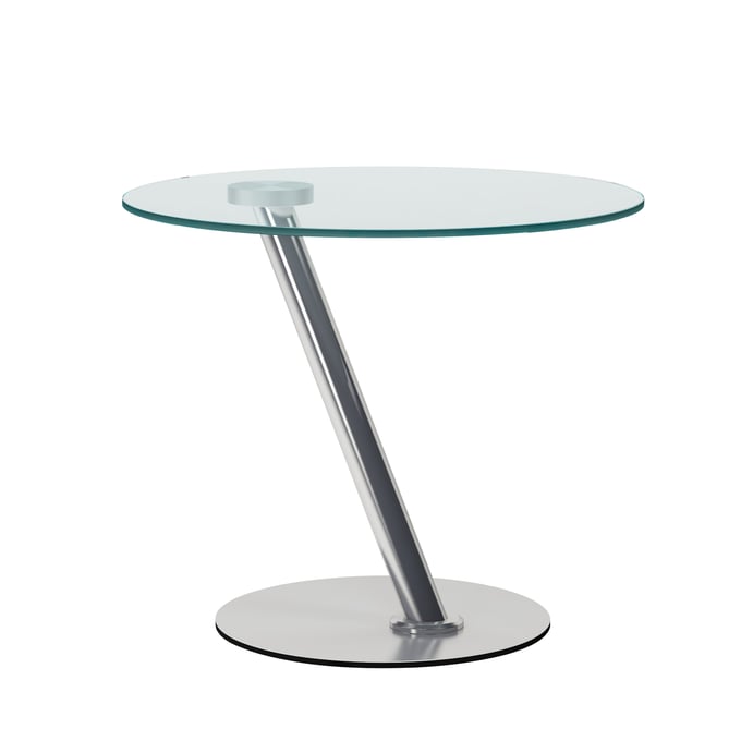 Chintaly Imports Clear Glass Top Chrome Lamp Table CHF-8643-LT