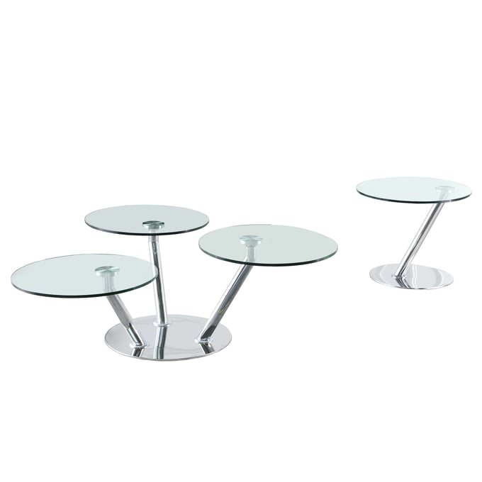 Chintaly Imports Clear Chrome 3pc Coffee Table Set CHF-8643-OCT-S1