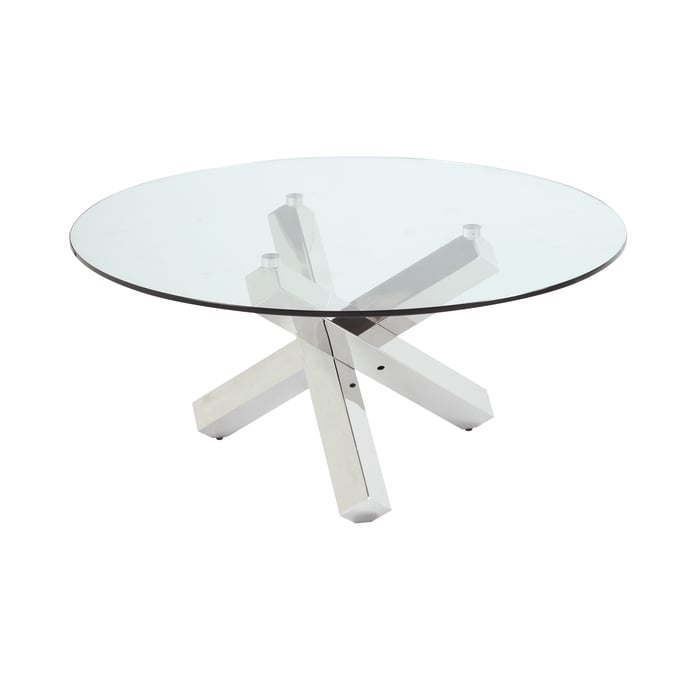 Chintaly Imports 35 Inch Round Glass Top CHF-9008-CT-T