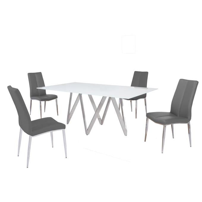 Chintaly Imports Abigail Grey 5pc Dining Room Set CHF-ABIGAIL-5PC-GRY