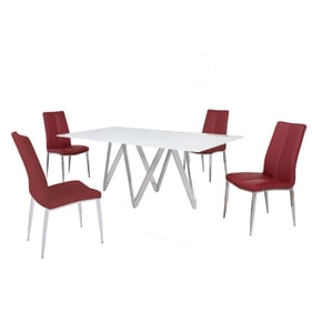 Chintaly Imports Abigail Red 5pc Dining Room Set