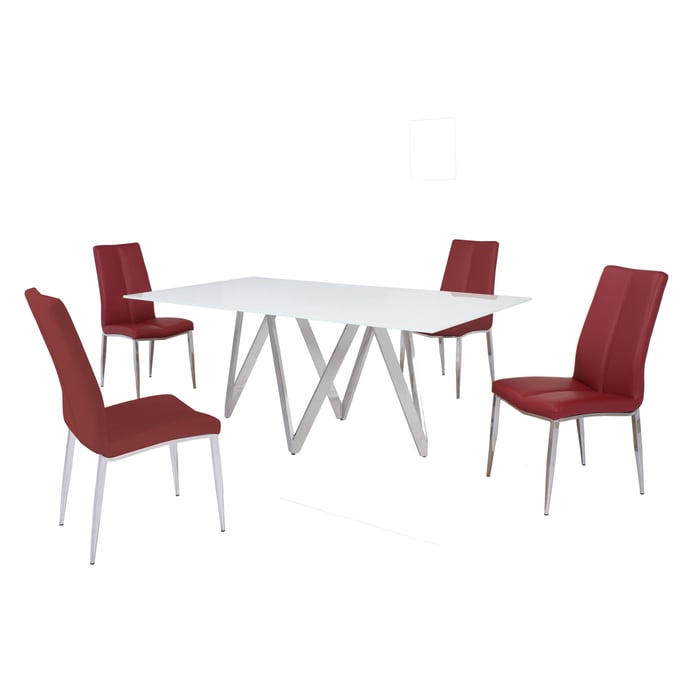 Chintaly Imports Abigail Red 5pc Dining Room Set CHF-ABIGAIL-5PC-RED