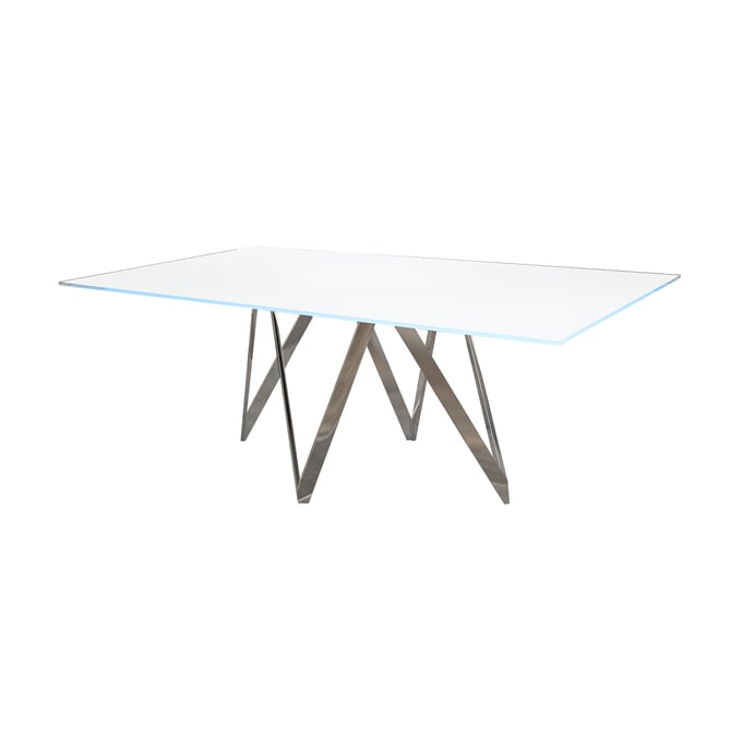 Chintaly Imports Abigail Gloss White Dining Table Steel Frame CHF-ABIGAIL-DT-M