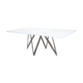 Modern White Glass Top Dining Table