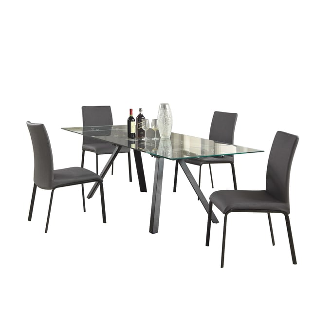 Chintaly Imports Aida Matte Black Ash 5pc Dining Room Set CHF-AIDA-5PC