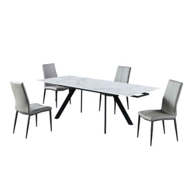 Chintaly Imports Alexandra Grey Gloss White 5pc Dining Room Set