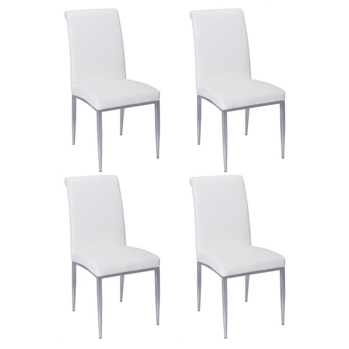 4 Chintaly Imports Alexis White Upholstered Cantilever Side Chairs CHF-ALEXIS-SC-WHT