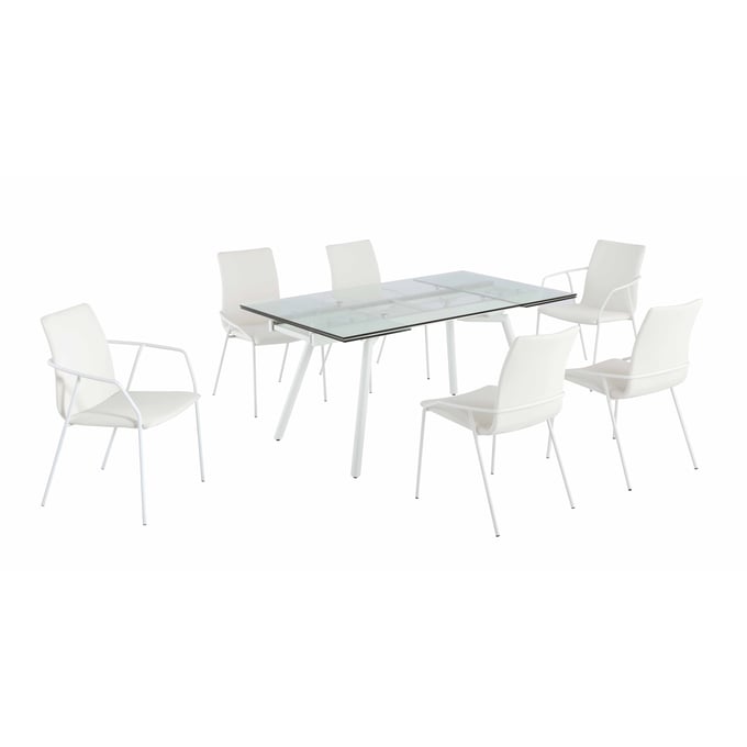 Chintaly Imports Alicia White 7pc Dining Room Set CHF-ALICIA-7PC