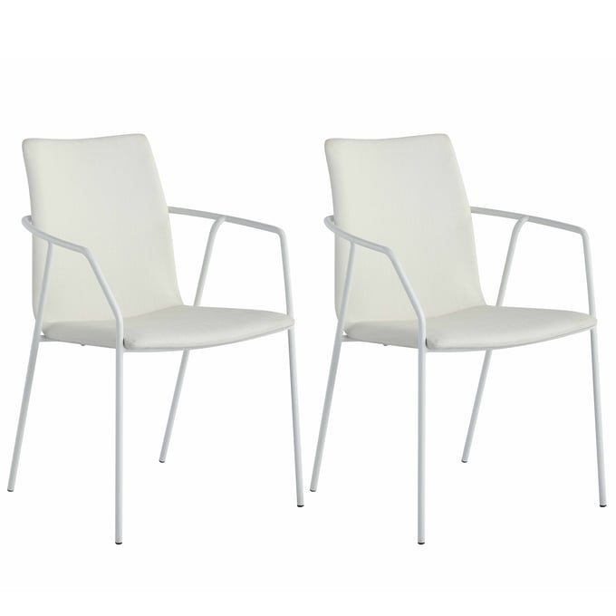 2 Chintaly Imports Alicia White PU Arm Chairs CHF-ALICIA-AC-WHT