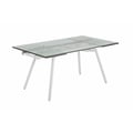 Contemporary Extendable Rectangular Clear Tempered Glass Dining Table