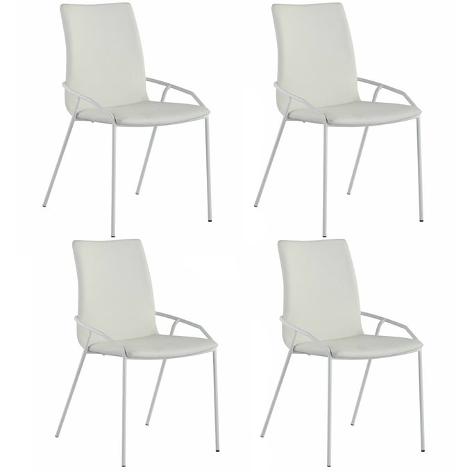 4 Chintaly Imports Alicia White PU Side Chairs CHF-ALICIA-SC-WHT