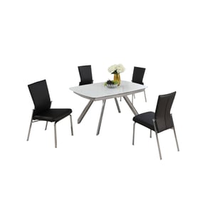 Chintaly Imports Alina Molly White Black 5pc Dining Room Set