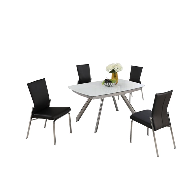 Chintaly Imports Alina Molly White Black 5pc Dining Room Set CHF-ALINA-MOLLY-5PC-BLK