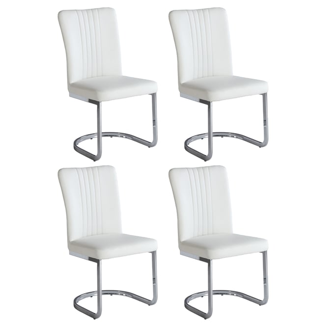 4 Chintaly Imports Alina White Cantilever Side Chairs CHF-ALINA-SC-WHT