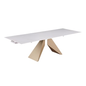 Chintaly Imports Amelia White Champagne Dining Table