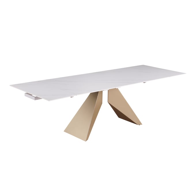 Chintaly Imports Amelia White Champagne Dining Table CHF-AMELIA-DT