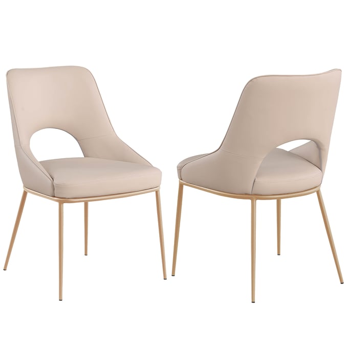 2 Chintaly Imports Amelia Beige Open Back Side Chairs CHF-AMELIA-SC-CPG-BGE