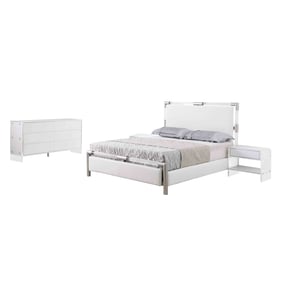 Chintaly Imports Barcelona White Clear 3pc Bedroom Set with King Bed