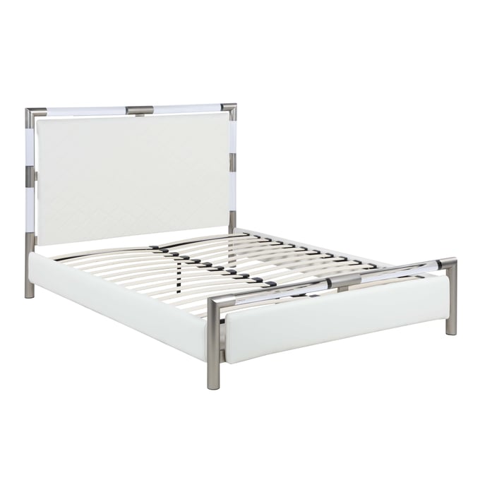 Chintaly Imports Barcelona Matte White PU Upholstered King Bed CHF-BARCELONA-BED-KG