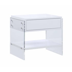 Chintaly Imports Barcelona Gloss White Drawer Lamp Table