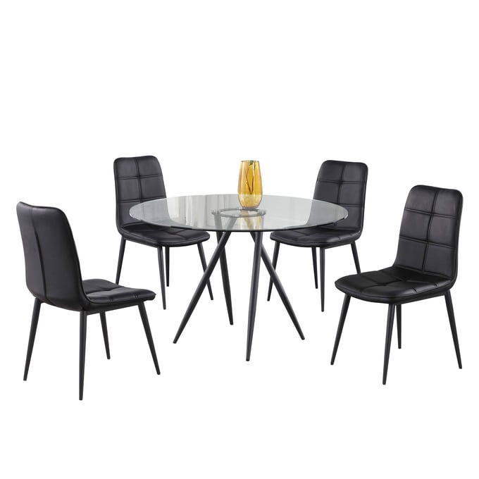 Chintaly Imports Beatriz Matte Black 5pc Dining Room Set CHF-BEATRIZ-5PC-BLK