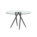 Round Glass Top Dining Table w/ Crisscross Four-legged Steel Base