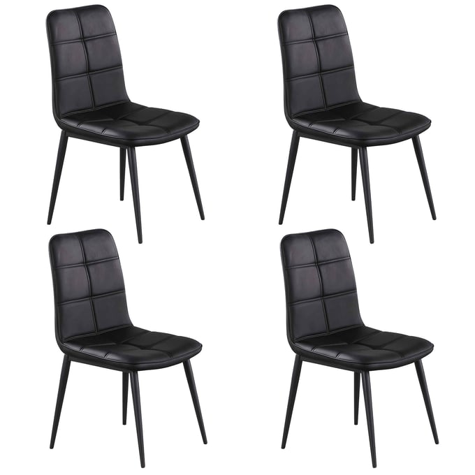 4 Chintaly Imports Beatriz Matte Black Side Chairs CHF-BEATRIZ-SC-BLK-BLK