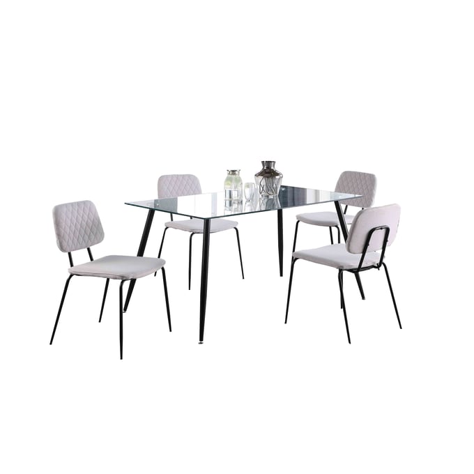 Chintaly Imports Bertha Matte Black Grey 5pc Dining Room Set CHF-BERTHA-5PC