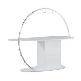 Chintaly Imports Bowery White Gloss Bar Table With Bottle Racks