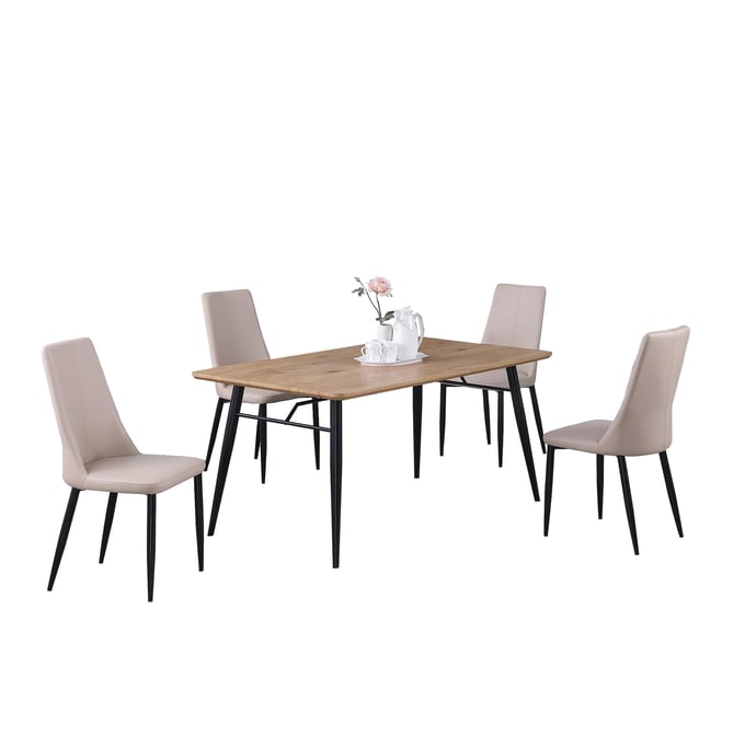 Chintaly Imports Bridget Beige Oak 5pc Dining Room Set CHF-BRIDGET-5PC