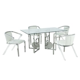 Chintaly Imports Bruna White 36 x 60 5pc Dining Room Set