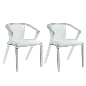 2 Chintaly Imports Bruna White Dining Arm Chairs