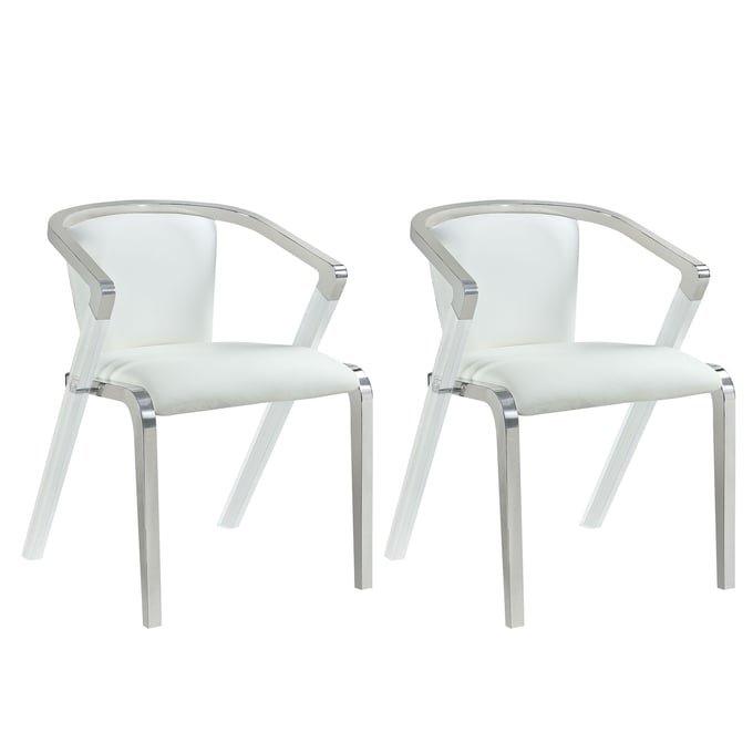 2 Chintaly Imports Bruna White Dining Arm Chairs CHF-BRUNA-AC-WHT