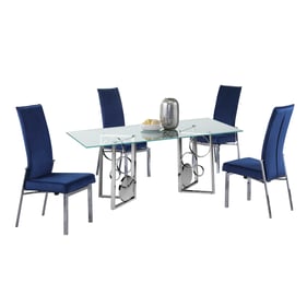 Chintaly Imports Bruna Anabel Blue 36 x 60 5pc Dining Room Set