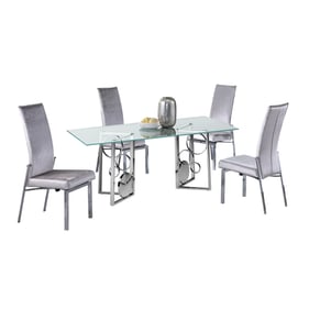 Chintaly Imports Bruna Anabel Grey 42 x 72 5pc Dining Room Set