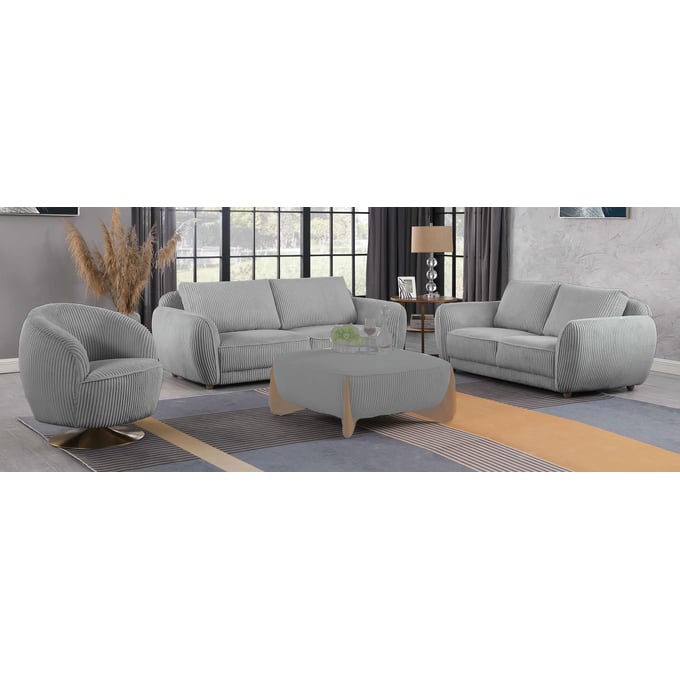 Chintaly Imports Charleston Grey 3pc Living Room Set CHF-CHARLESTON-3PC-GRY