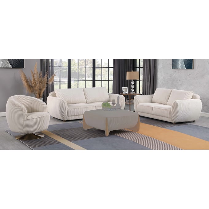 Chintaly Imports Charleston Beige 3pc Living Room Set CHF-CHARLESTON-3PC-BGE