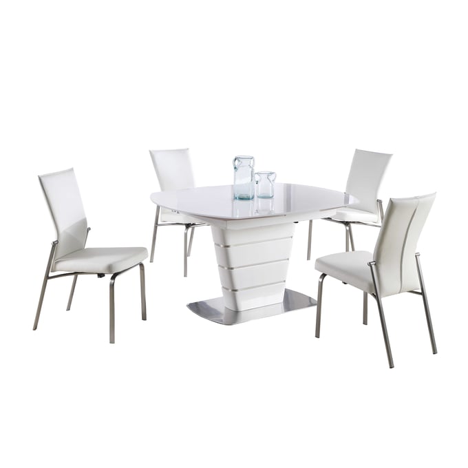 Chintaly Imports Charlotte Molly Gloss White 5pc Dining Room Set CHF-CHARLOTTE-MOLLY-5PC