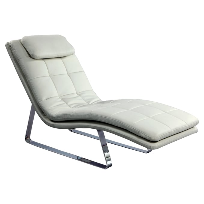 Chintaly Imports Corvette White Chrome Chaise Lounge Set CHF-CORVETTE-LNG-WHT-2PC