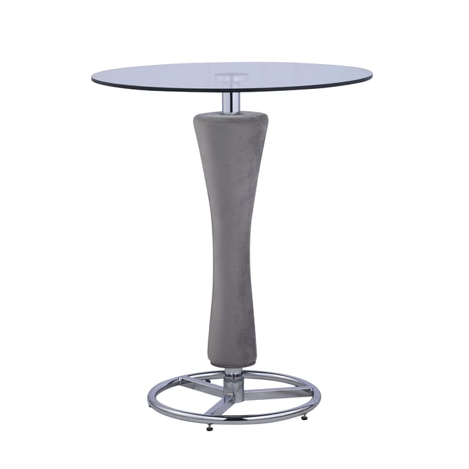 Chintaly Imports Daniella Grey Upholstered Pedestal Pub Table Base CHF-DANIELLA-PUB-M