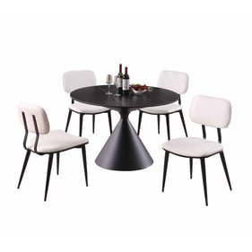 Chintaly Imports Daphne White Matte Black 5pc Dining Room Set