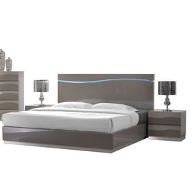 Chintaly Imports Delhi Gloss Gray 2pc Bedroom Set With King Bed