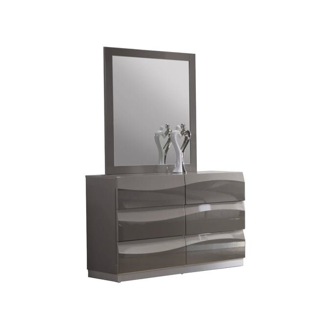 Chintaly Imports Delhi Gloss Grey Dresser and Mirror CHF-DELHI-DRS-MIR