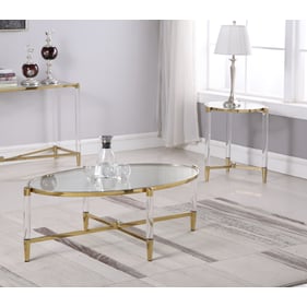 Chintaly Imports Denali Clear Brass Round 3pc Coffee Table Set