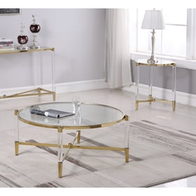 Chintaly Imports Denali Clear Brass Oval 3pc Coffee Table Set